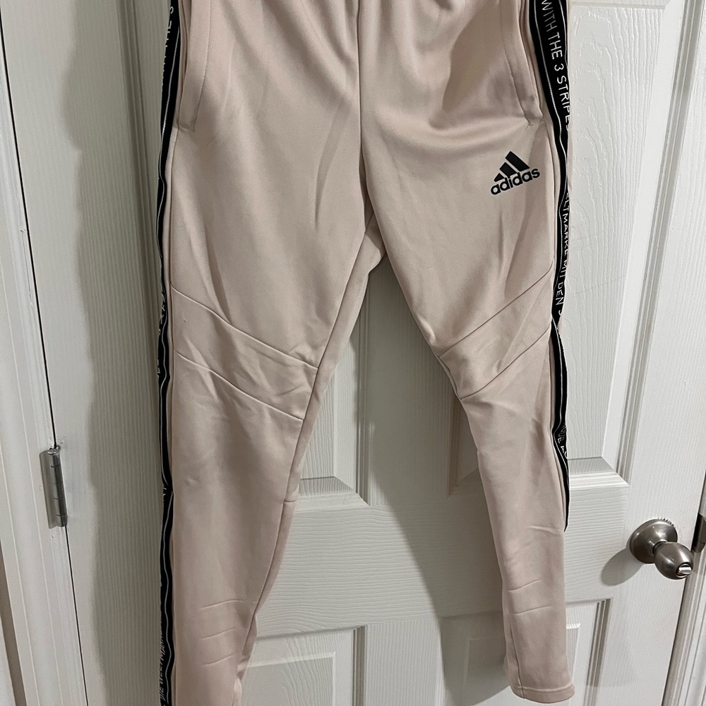 Cream adidas sweatpants ankle zips